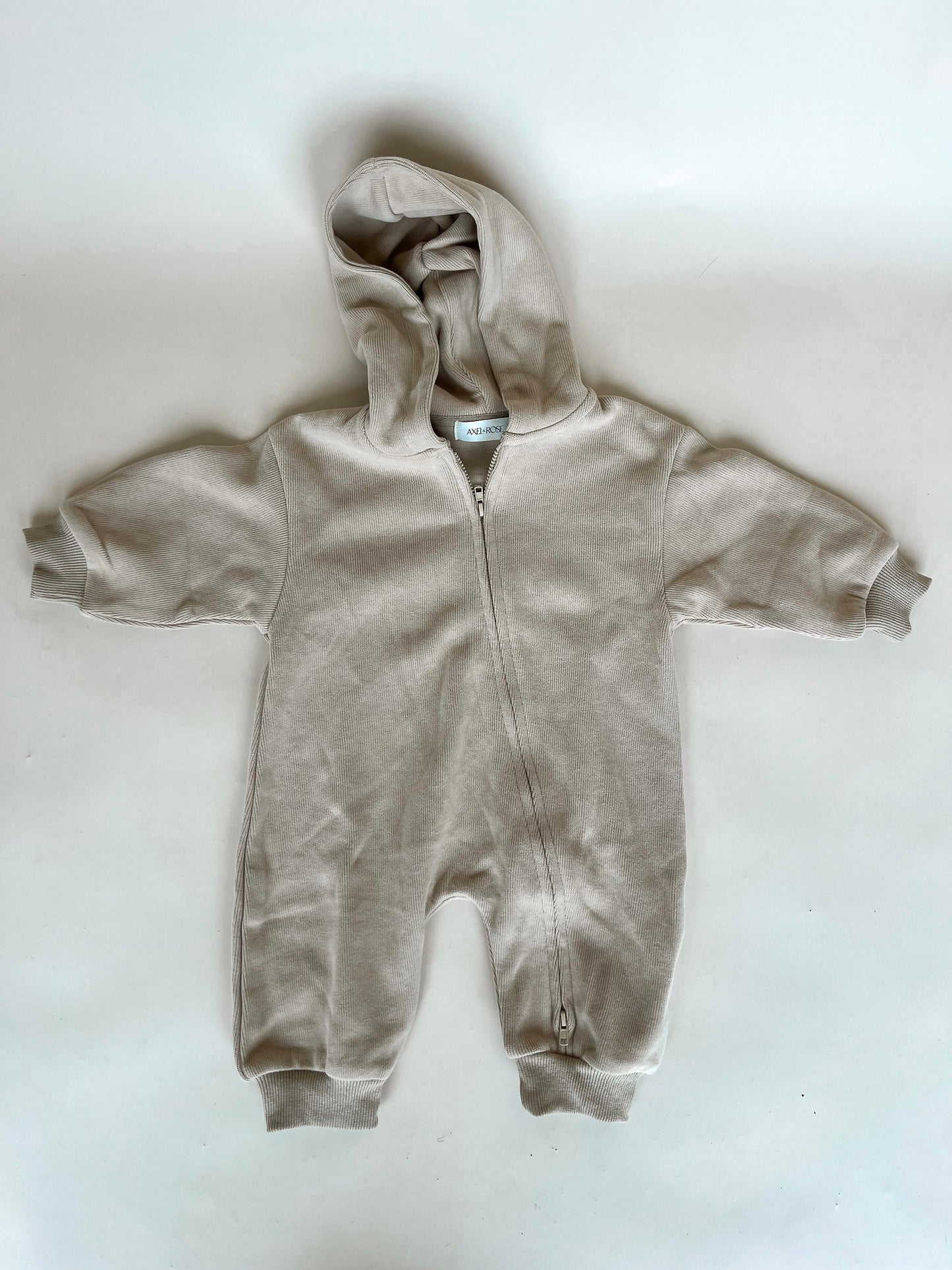 Zip Up Hooded Jumpsuit (Beige)